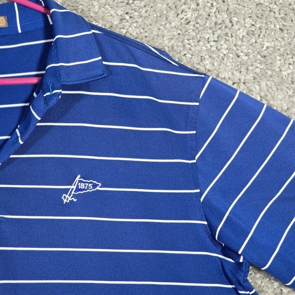 Peter Millar Men Summer Comfort Striped Polo Shirt Size Large Golf Casual Travel - Picture 3 of 11